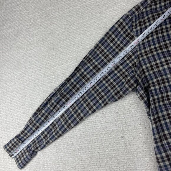 ETRO Shirt Men 44 Plaid Brown/Purple/Blue Preppy Dress Long Sleeve Made in Italy - Picture 16 of 16